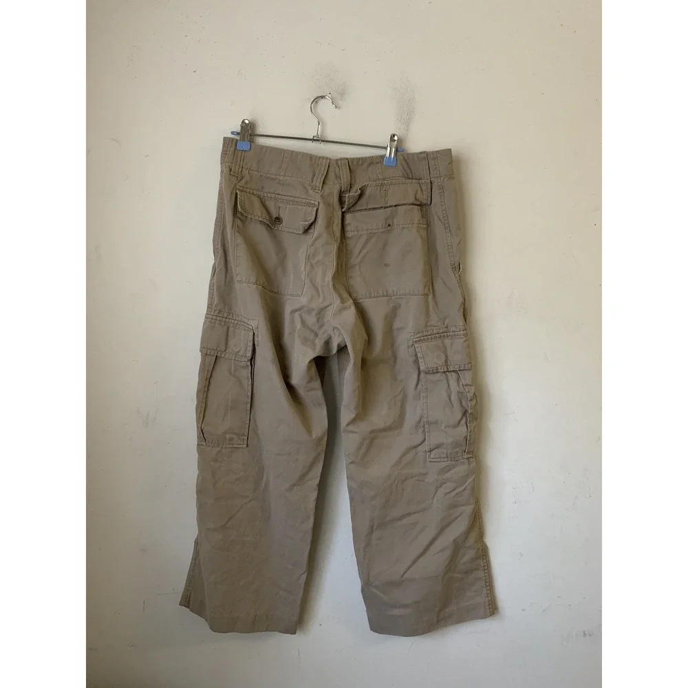 Banana Republic Men Pants 33x26 Khaki Baggy Skater Wide Leg Relaxed Pocket Cargo